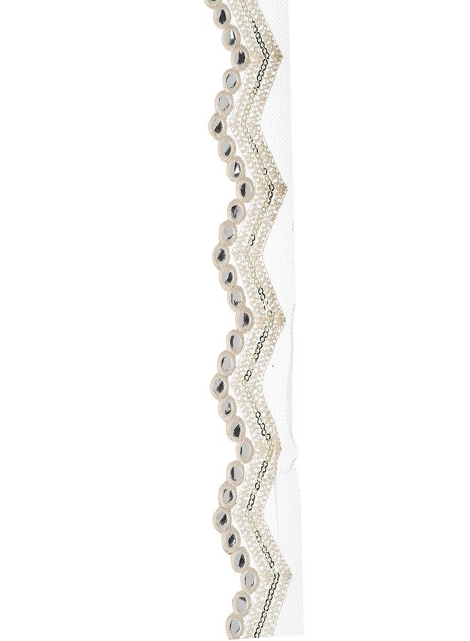 CORIOX Net Sequence Laces For Dresses, Sarees, Lehenga, Suits, Bags, Decorations, Borders. 9 Meter - Off White - Image 4